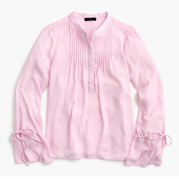 J. Crew Pink Tie Bell Sleeve Blouse Size Small NWT - Picture 1 of 7